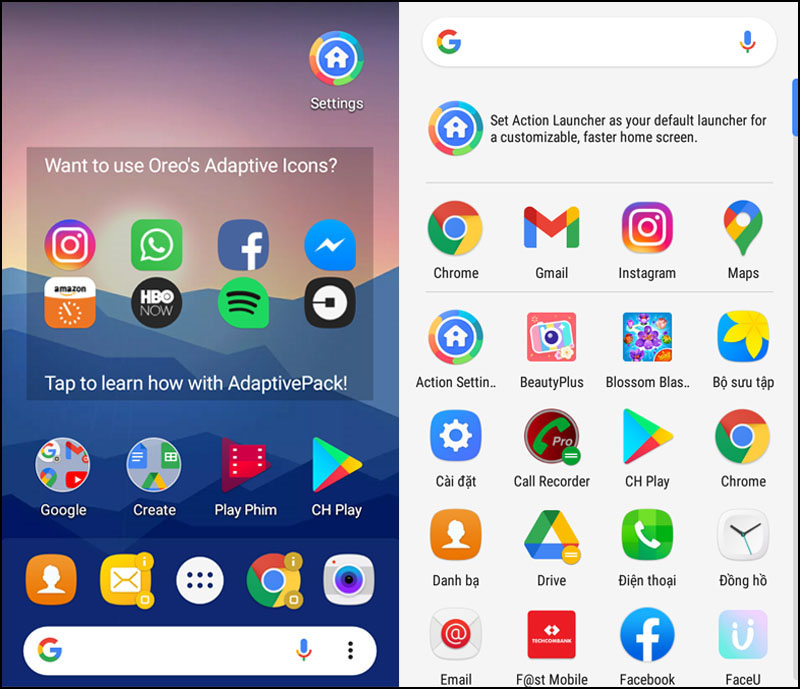  Action Launcher có khả năng tùy biến mạnh.